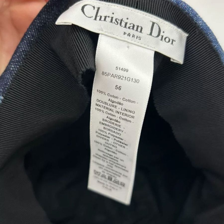 Dior 牛仔拚色報童帽 56cm 很新-6
