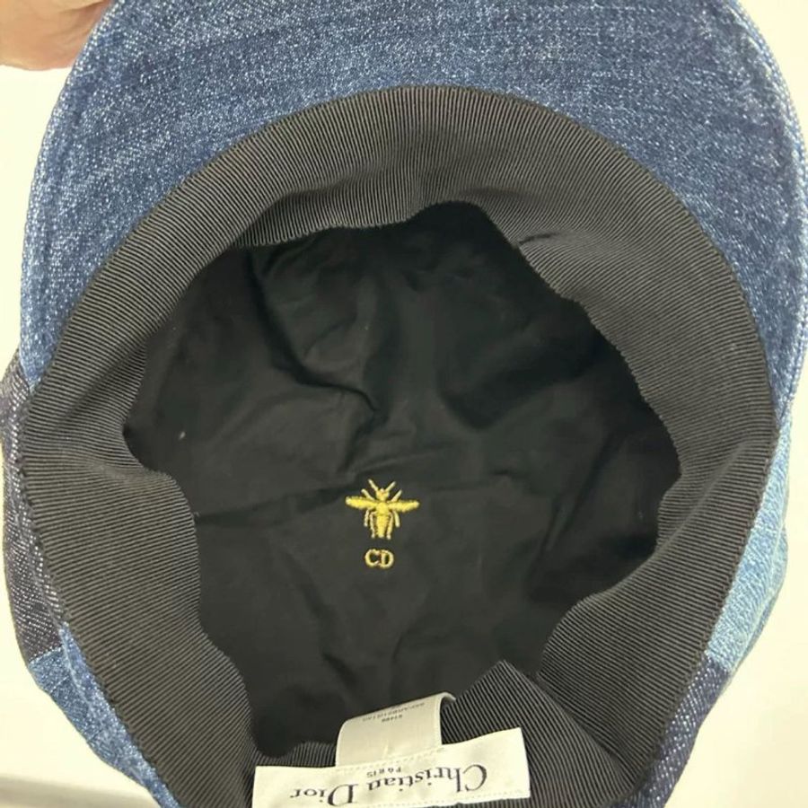 Dior 牛仔拚色報童帽 56cm 很新-8