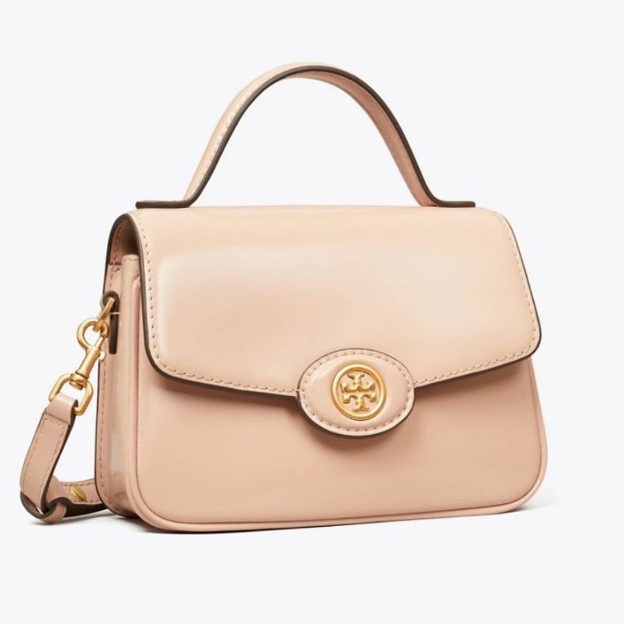 TB ToryBurch robinson 專櫃款手提肩背翻蓋兩用包 粉膚色 全新(不可議)-1