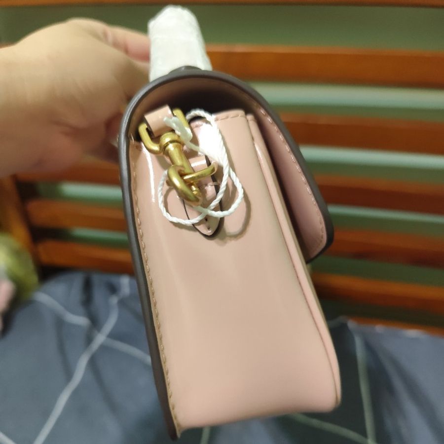 TB ToryBurch robinson 專櫃款手提肩背翻蓋兩用包 粉膚色 全新(不可議)-11