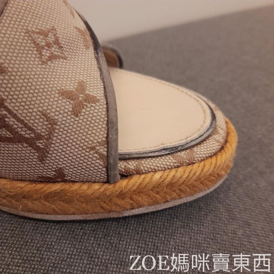LV 粉色MINILIN丹寧布楔型鞋-7