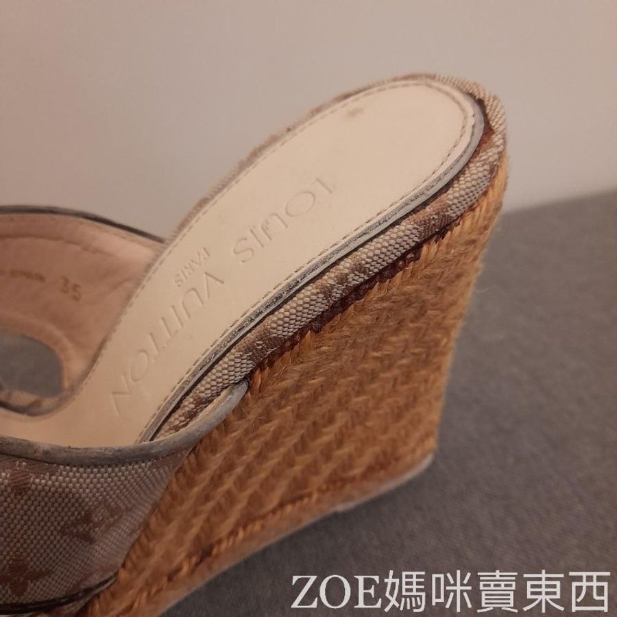 LV 粉色MINILIN丹寧布楔型鞋-15