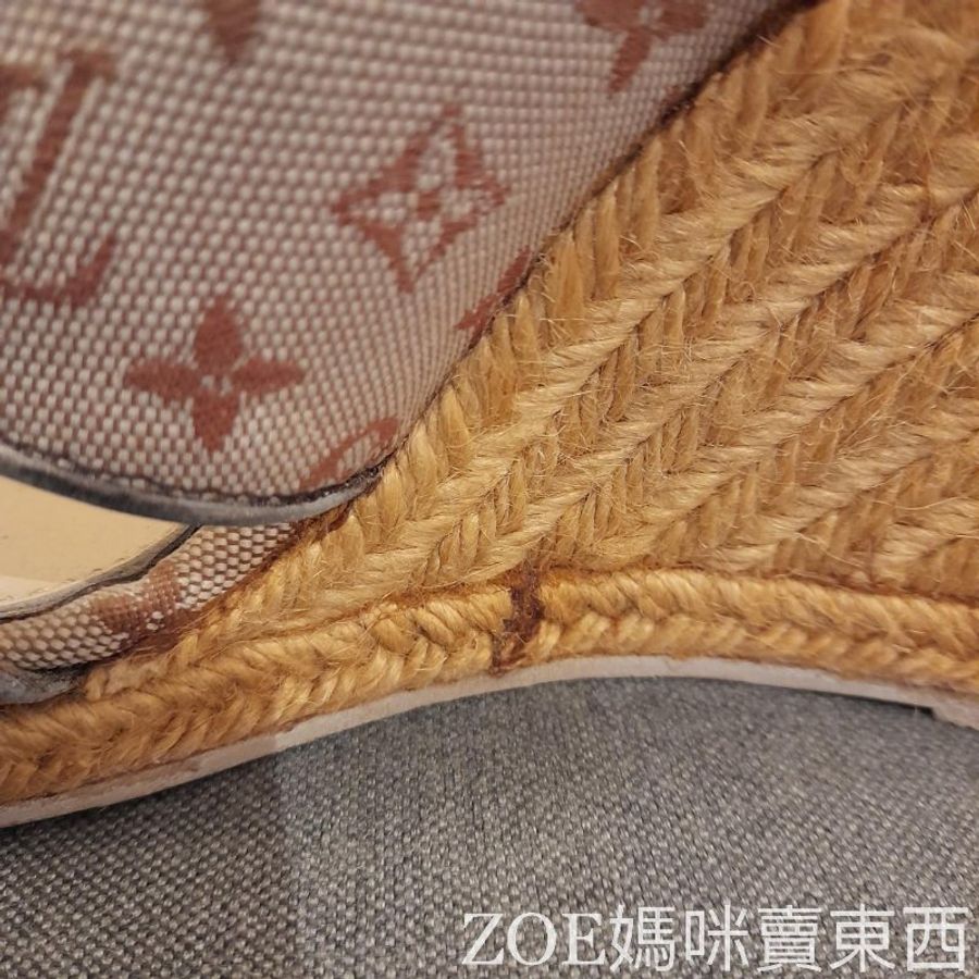 LV 粉色MINILIN丹寧布楔型鞋-18