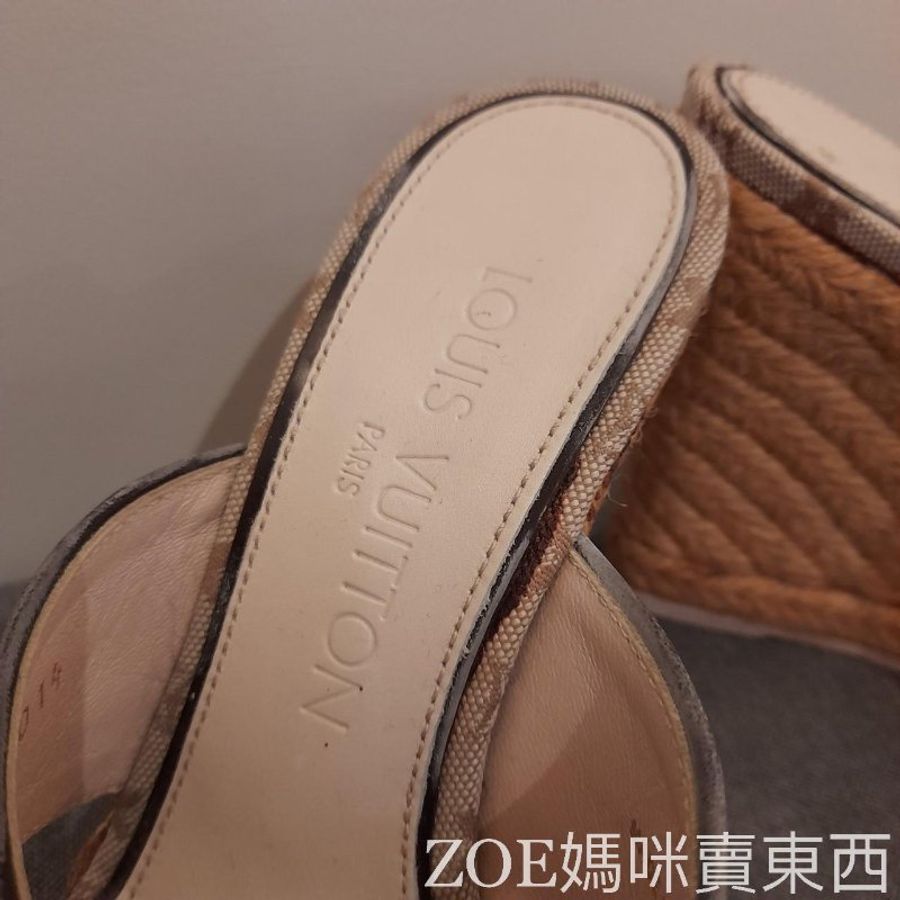 LV 粉色MINILIN丹寧布楔型鞋-20