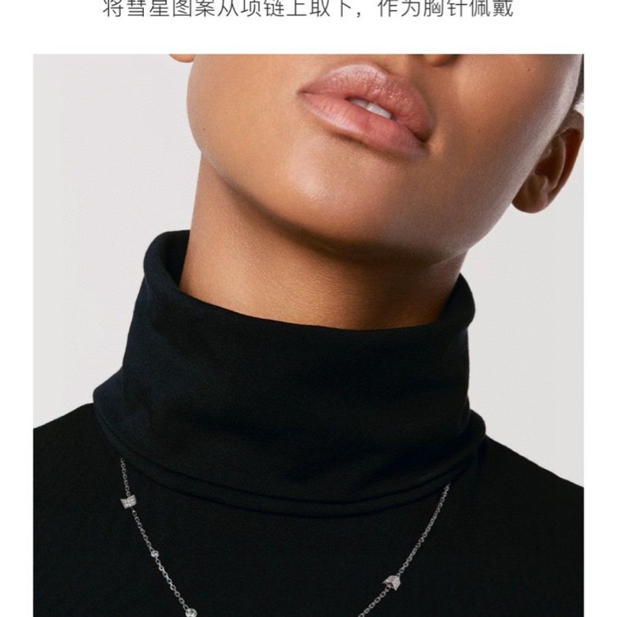 Chanel香奈儿Comete chevron系列 18k白金满钻 彗星项链-5