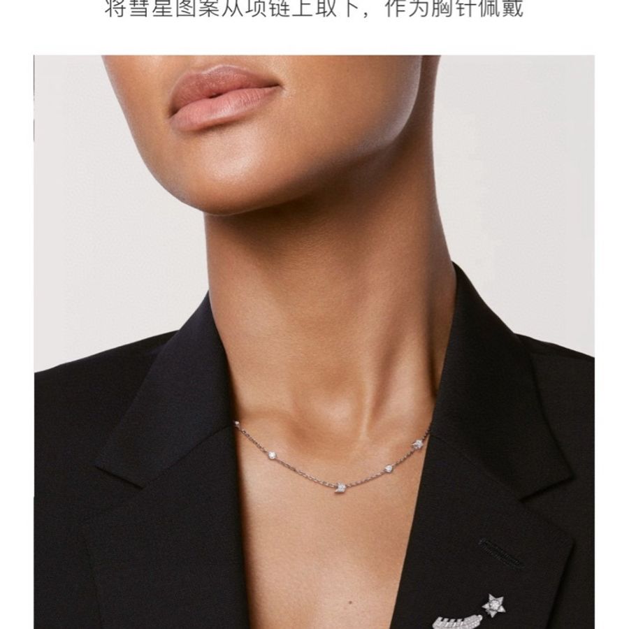 Chanel香奈儿Comete chevron系列 18k白金满钻 彗星项链-6