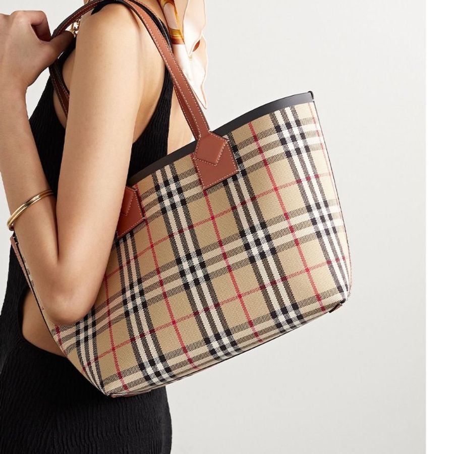 Burberry Small London Tote Bag for Women in Briar Brown/Black (8066163-Briar_Brown_Black)-5