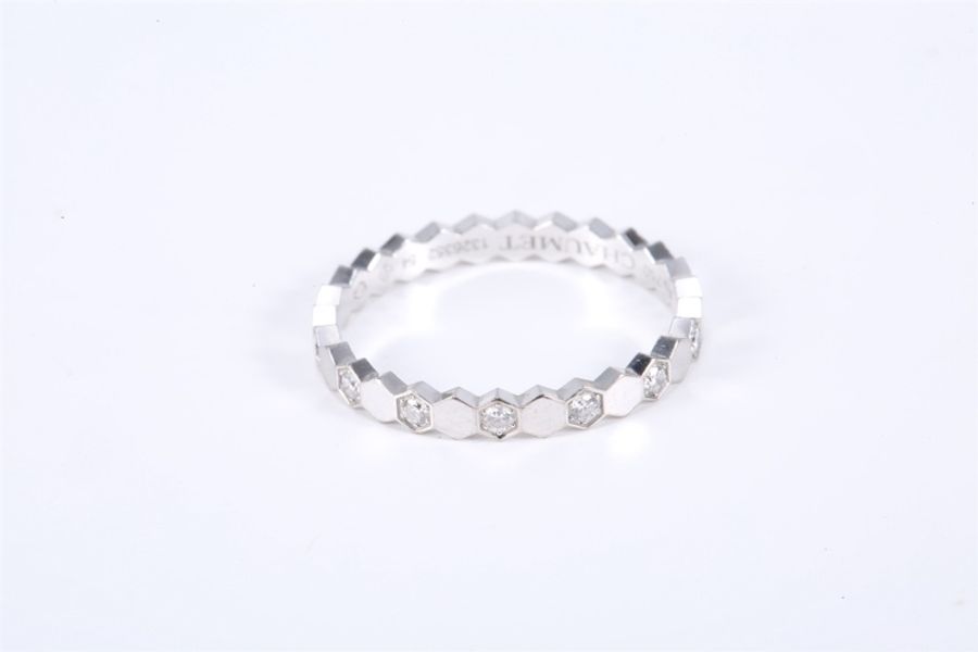 CHAUMET(尚美巴黎) Bee My Love 愛·巢 蜂巢戒指 間鑽 18k白金 54 白金-3