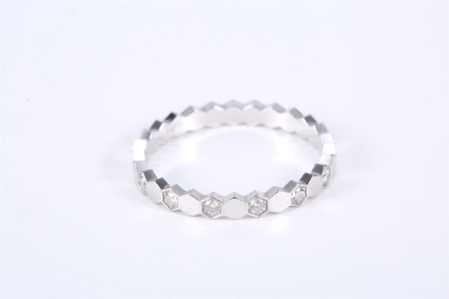 CHAUMET(尚美巴黎) Bee My Love 愛·巢 蜂巢戒指 間鑽 18k白金 54 白金-4