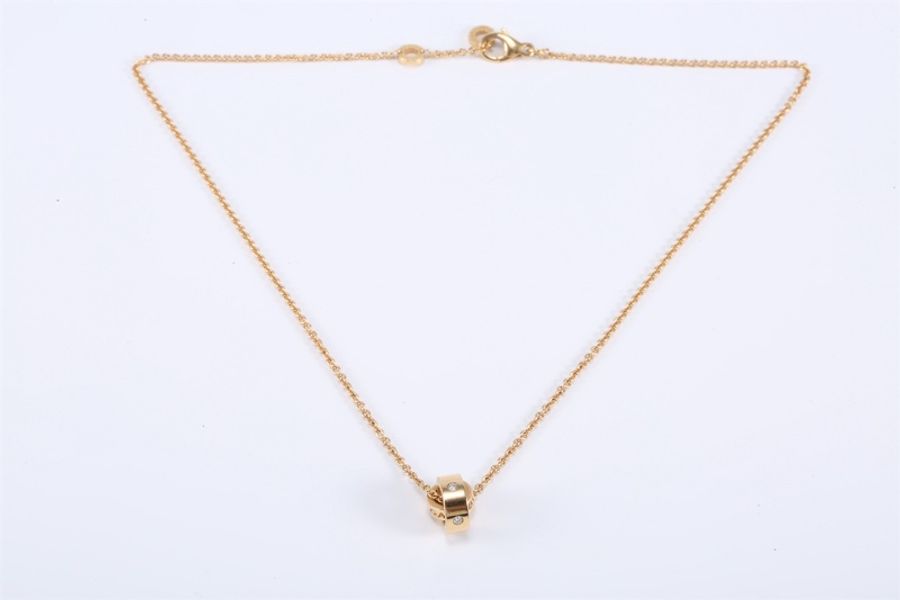 BVLGARI(寶格麗) BVLGARI BVLGARI 18k雙環帶鑽 18K玫瑰金 項鏈 玫瑰金 18k雙環帶鑽-5