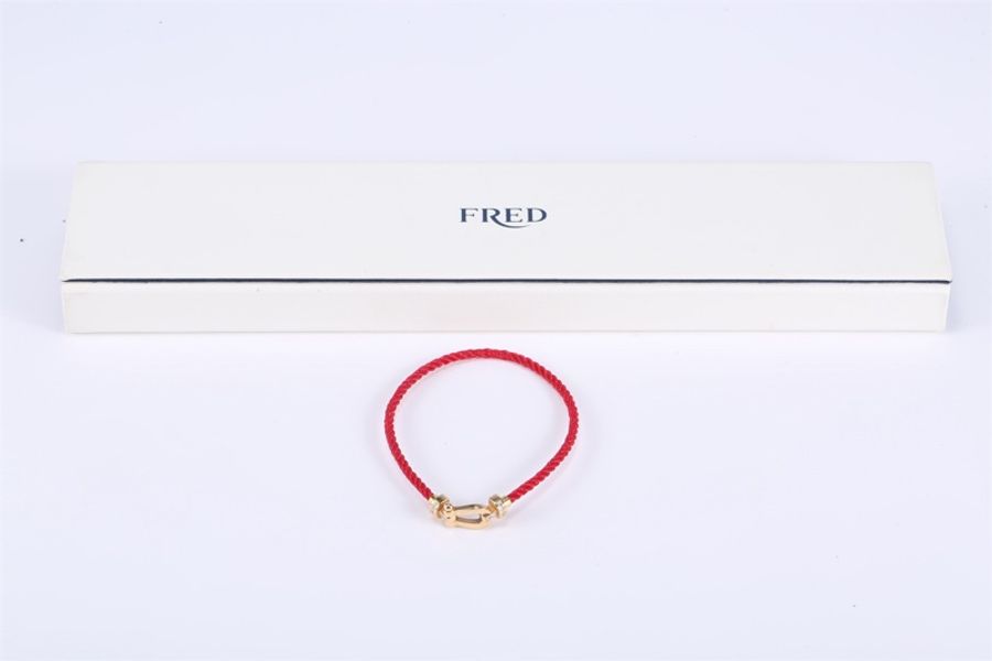 Fred(斐登)馬蹄 紅繩 手鏈 18K玫瑰金拼鑽石 18K玫瑰金 玫瑰金-4