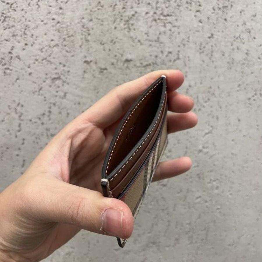 🎁特價🎁Burberry 80654841 Vintage 格紋拼皮革卡片夾 棕色/自然色-3