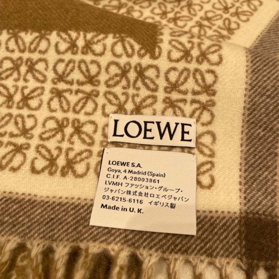🧧新年特價活動🧧Loewe Love 雙面羊毛喀什米爾圍巾 白色/米色《當季專櫃正售★全新商品 》-10
