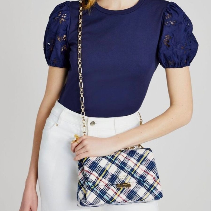 Kate Spade New York 花呢小香風carlyle tweed chain shoulder bag-0