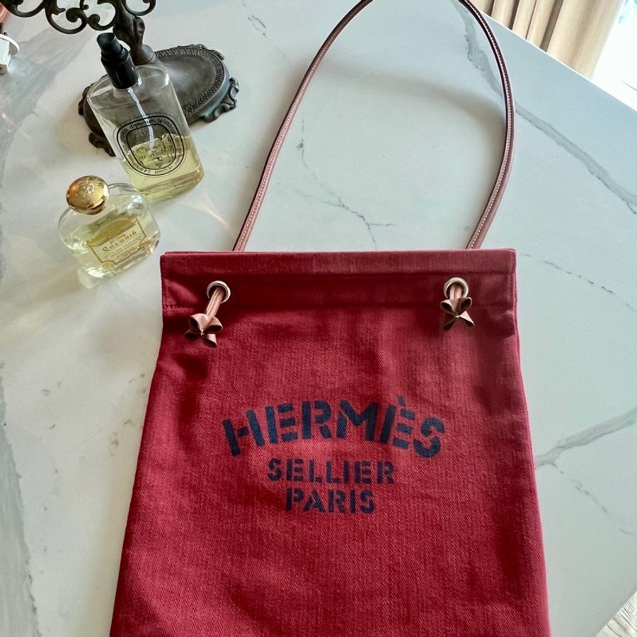 Hermes Aline 紅色帆布袋-5