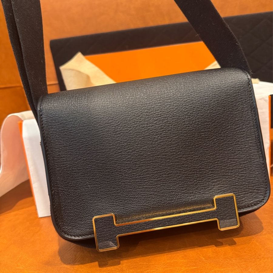 Hermes geta 木屐包 /藍心湄同款/黑金/全新w刻-2