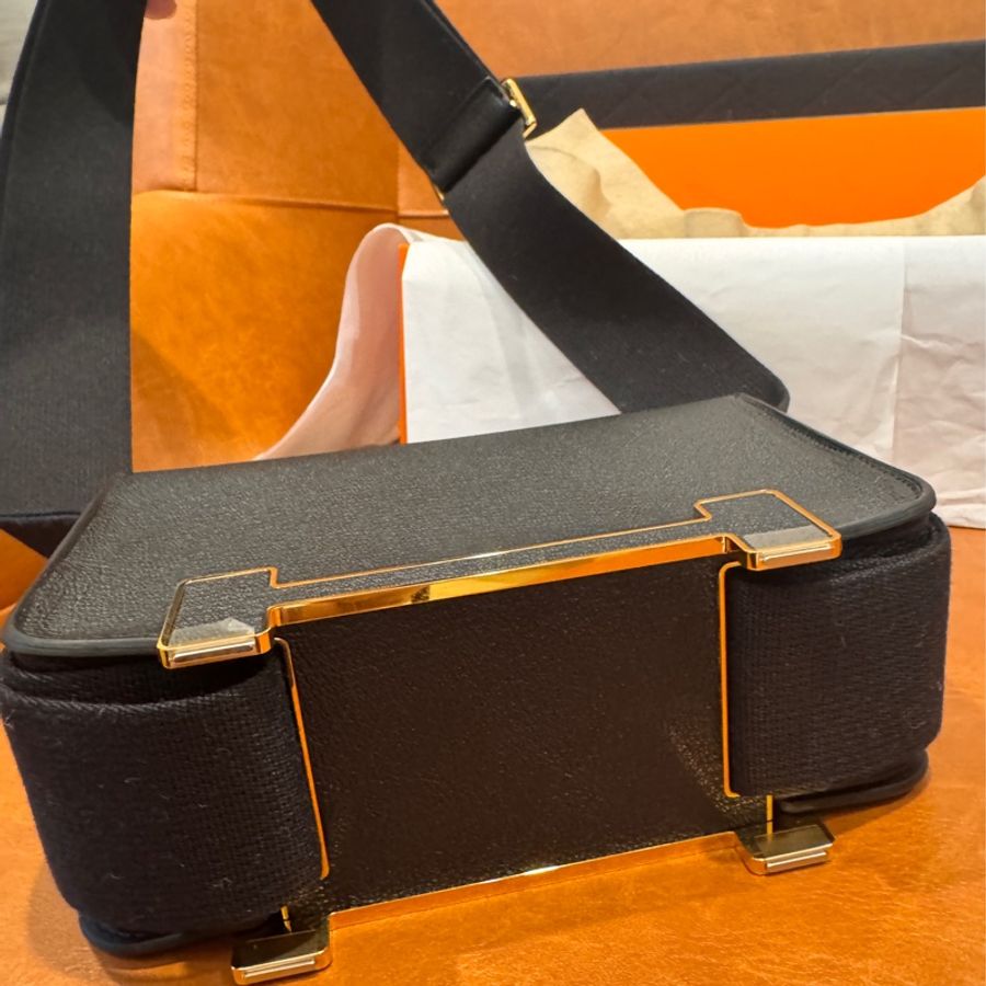 Hermes geta 木屐包 /藍心湄同款/黑金/全新w刻-4