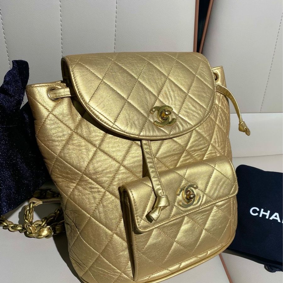 Chanel香奈儿 金色duma Vintage中古 双肩包-5