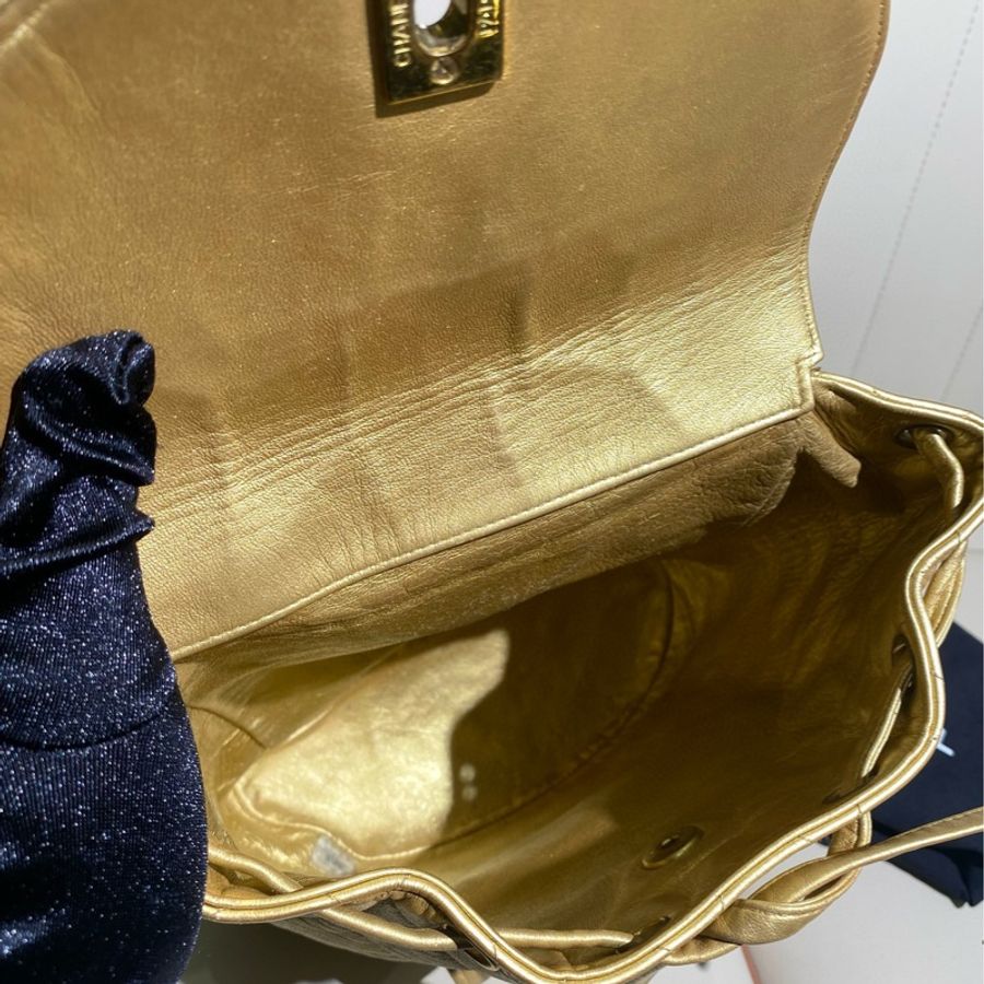 Chanel香奈儿 金色duma Vintage中古 双肩包-7