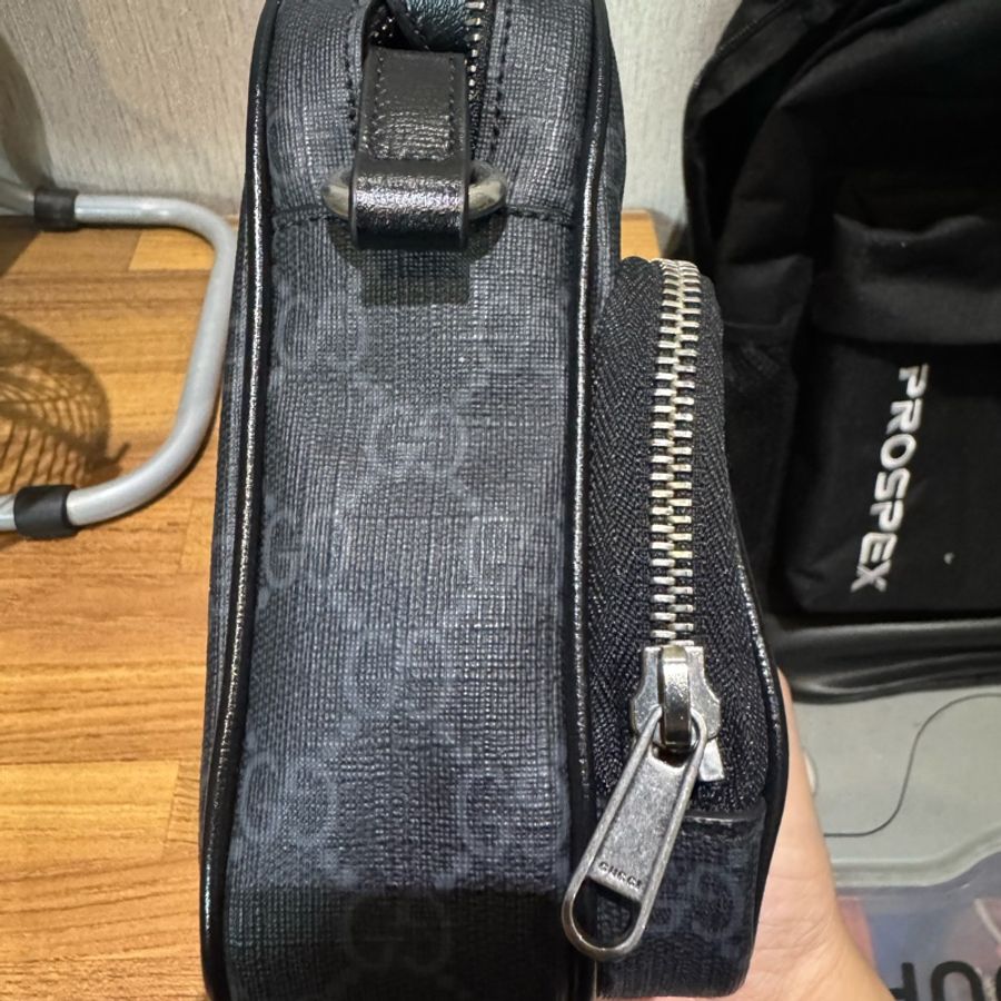 GUCCI 古馳經典雙LOGO迷你手提雙層記者包斜背包(黑)-1