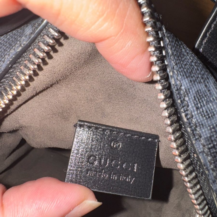 GUCCI 古馳經典雙LOGO迷你手提雙層記者包斜背包(黑)-12