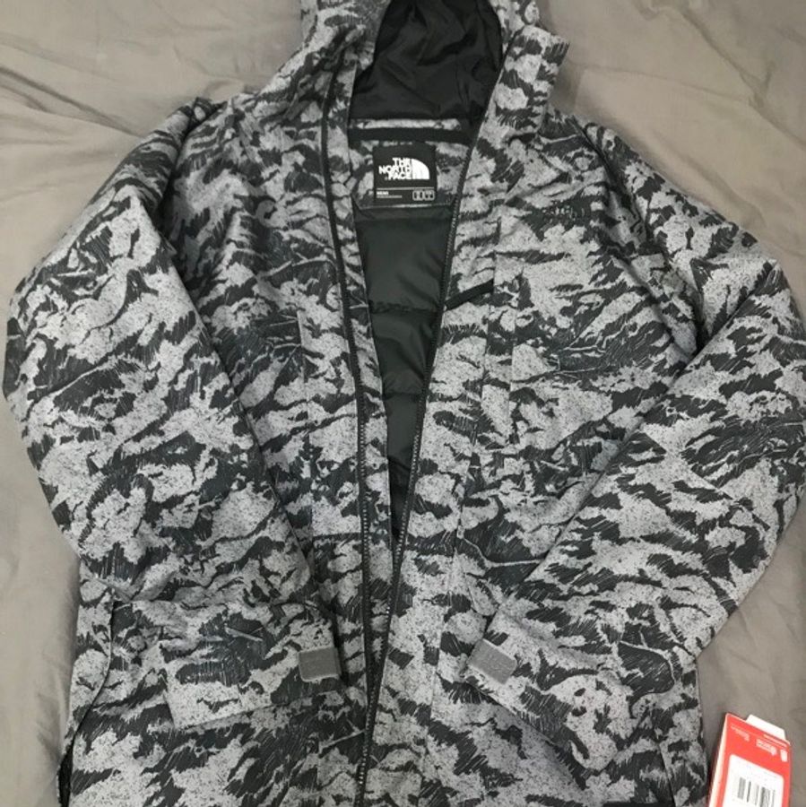 全新 The North Face 北面機能性防水防風保暖外套 雪地迷彩 灰黑色 少有戶外運動登山滑雪款 鋪棉 北臉-0