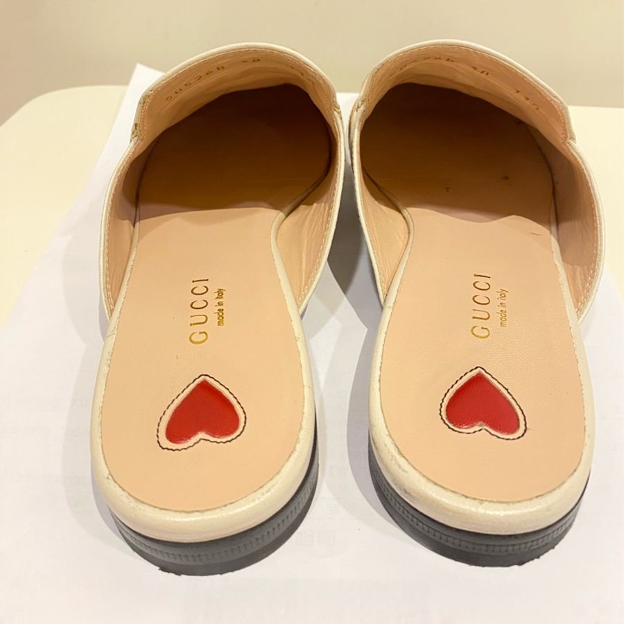 GUCCI 小蜜蜂🐝刺繡/ 米白色復古穆勒鞋-5