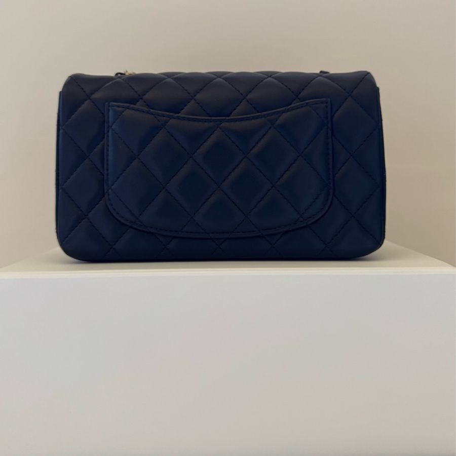 CHANEL 香奈兒 全新 mini cf 20 黑色羊皮淡金釦 芯片 康朋總店購入-8