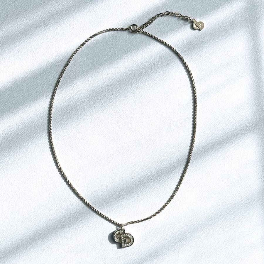 Dior CD水鑽吊墜頸鏈項鏈延長鏈 原裝袋 日本中古vintage-1