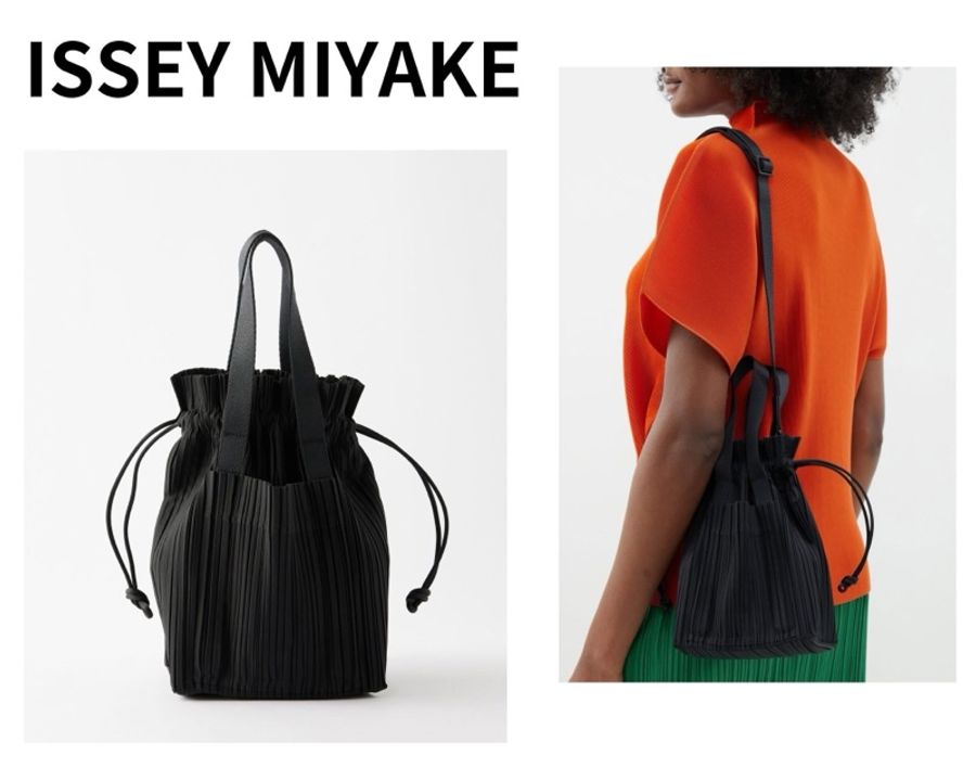 三宅一生 issey miyake Pleats please黑色褶皺側背包-7