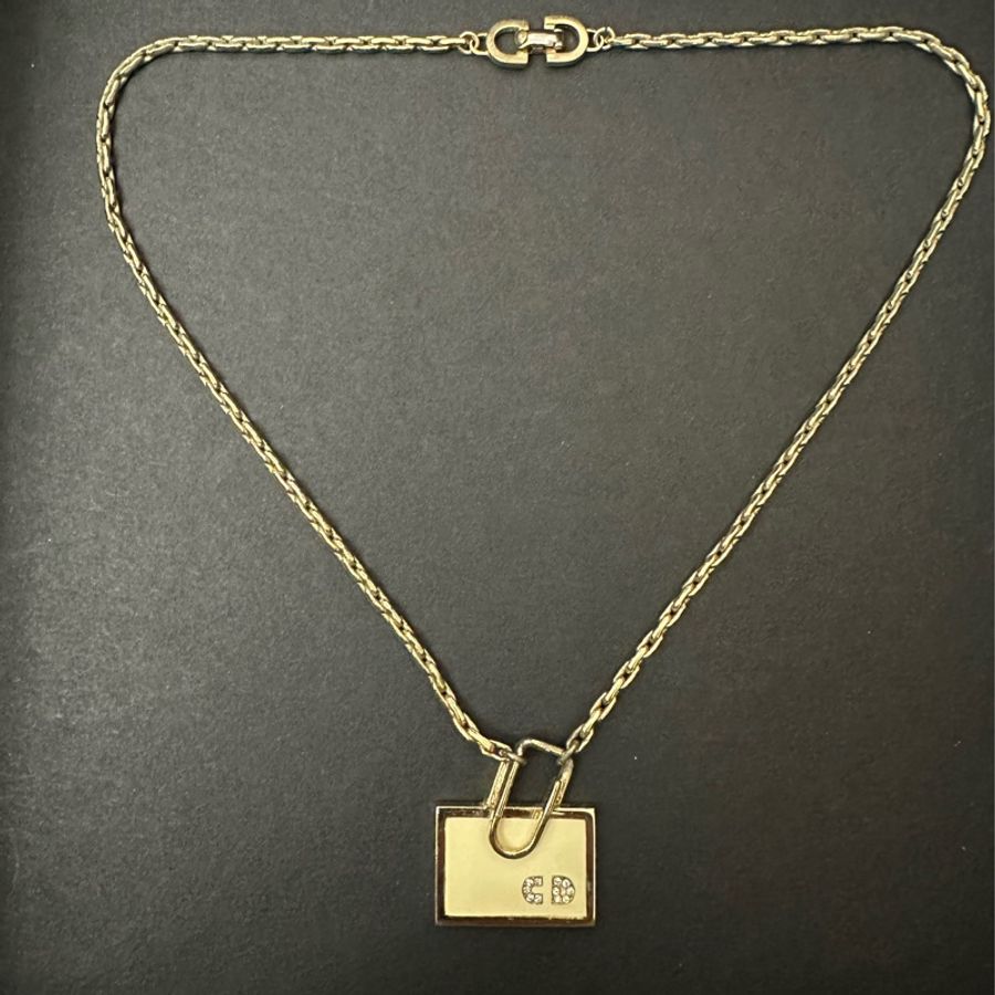 Christian Dior 罕有vintage 萬字夾吊墜頸鏈-11
