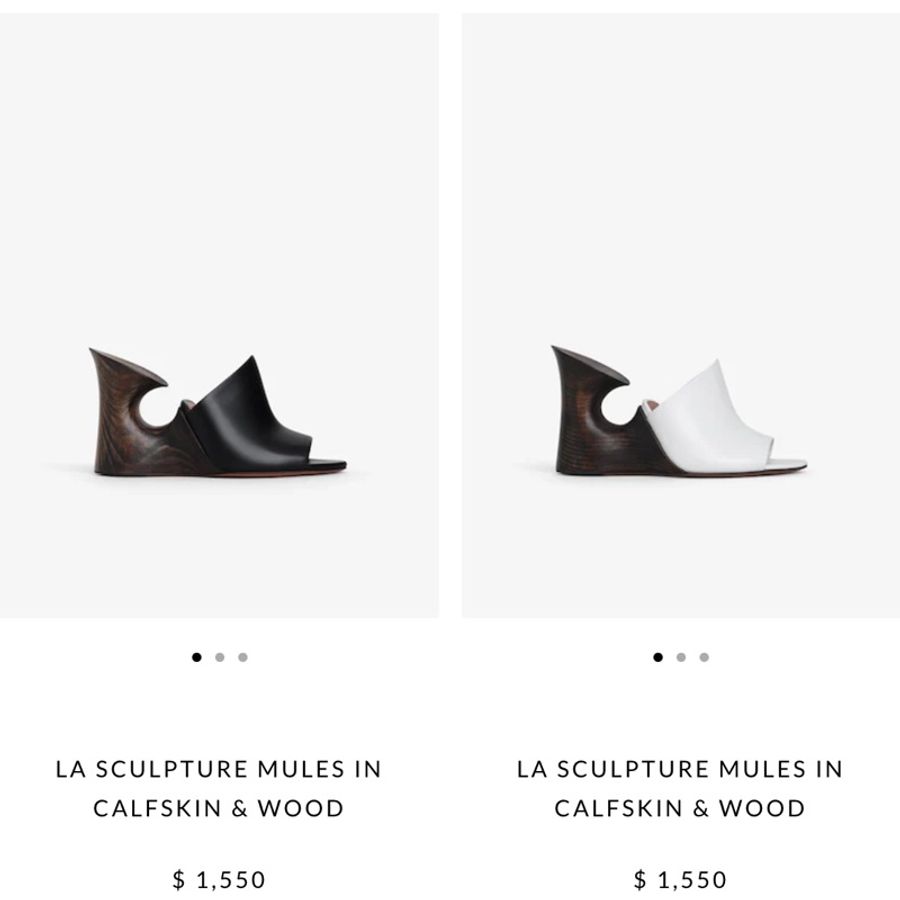 ALAIA SCULPTURE MULES IN CALFSKIN & WOOD 白 木紋 高跟-10