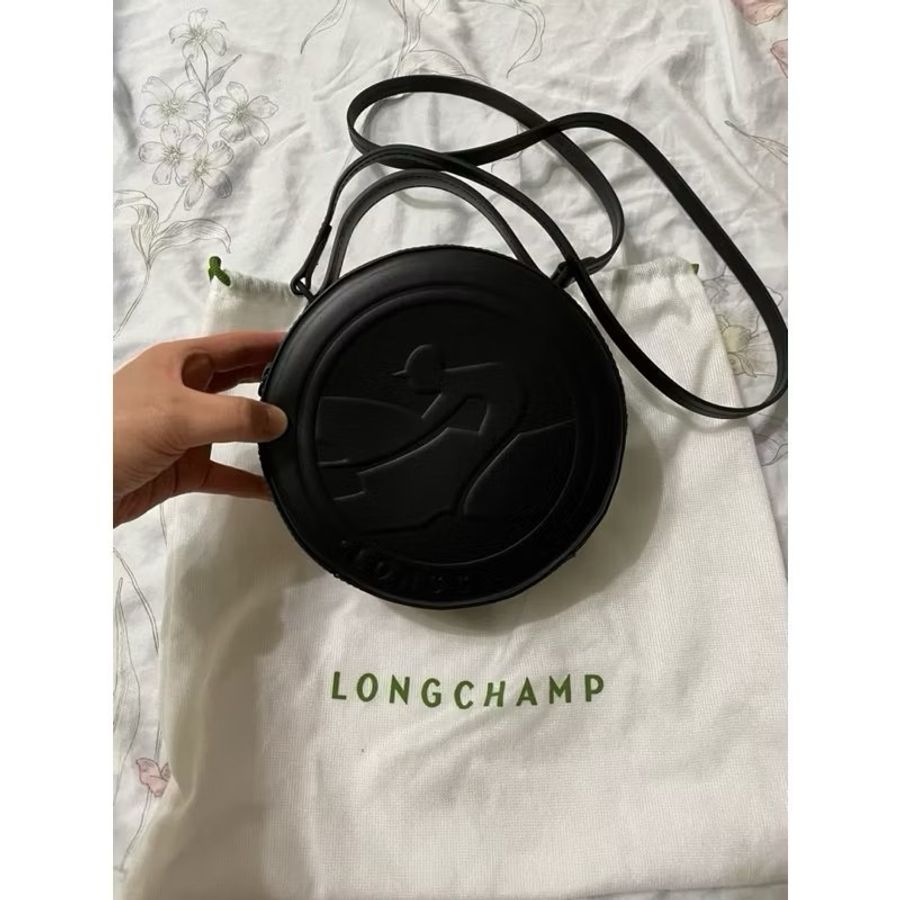LOGCHAMP小牛皮圓餅包-19