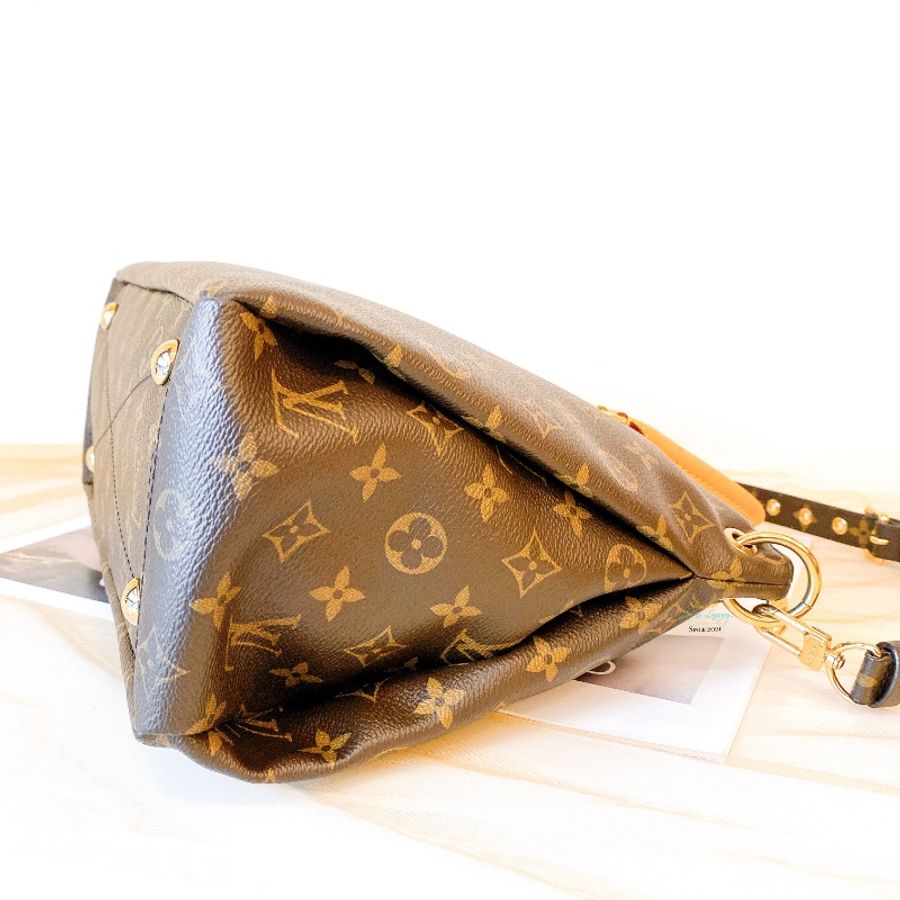 LV M40907 Pallas 咖啡字紋 x 可可色 皮革 梯形 兩用包 手提包 肩背包 側背包 公事包-6