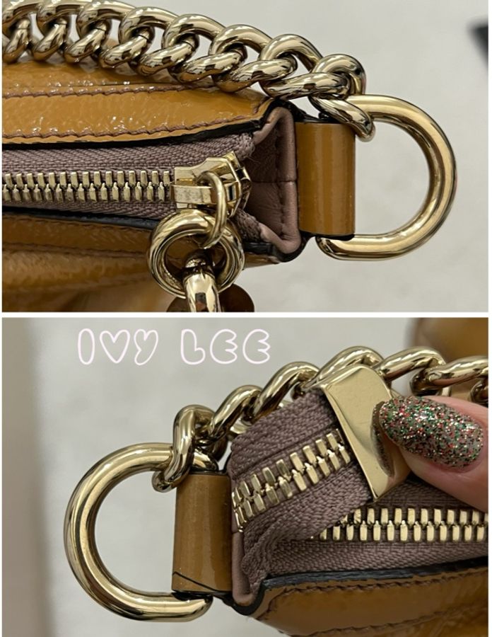 Gucci 漆皮 Soho 鏈條流蘇 326706 奶茶棕 咖啡 肩背包 手提包 二手精品-10