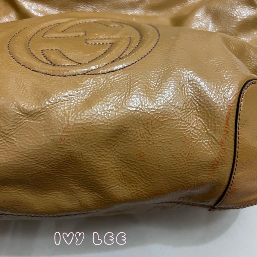 Gucci 漆皮 Soho 鏈條流蘇 326706 奶茶棕 咖啡 肩背包 手提包 二手精品-17