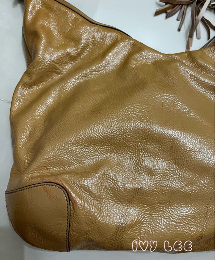 Gucci 漆皮 Soho 鏈條流蘇 326706 奶茶棕 咖啡 肩背包 手提包 二手精品-32