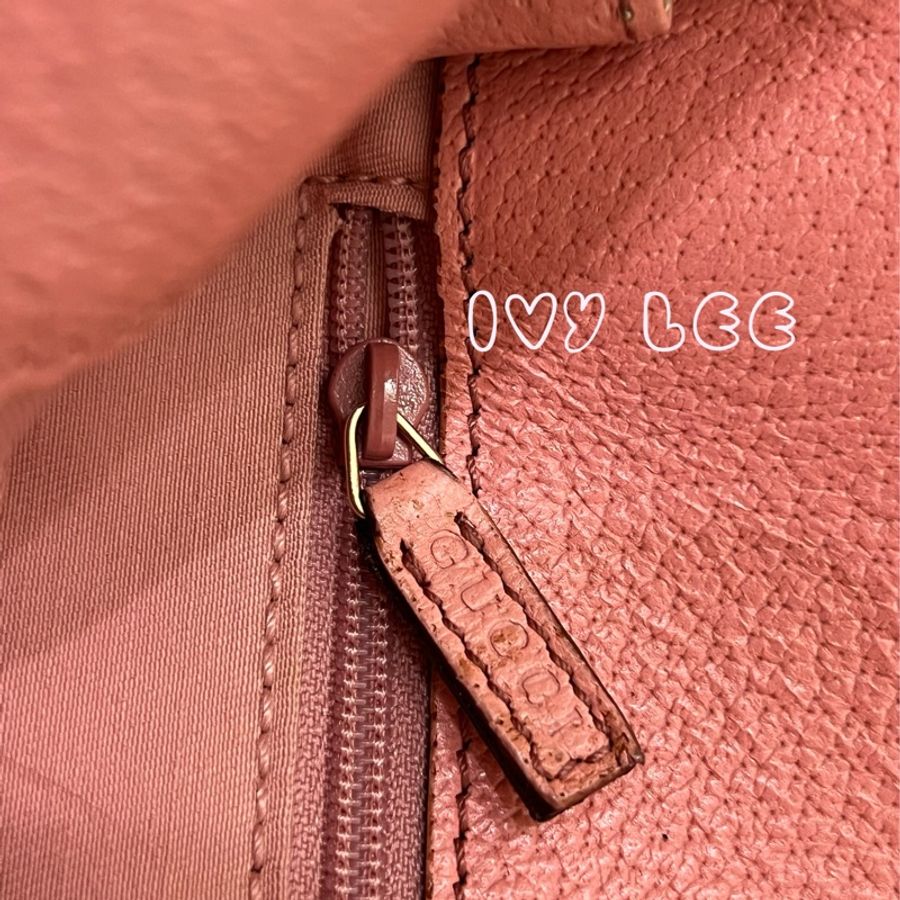 GUCCI GG 帆布單肩包 粉紅皮革 120841 側背包 二手精品-3