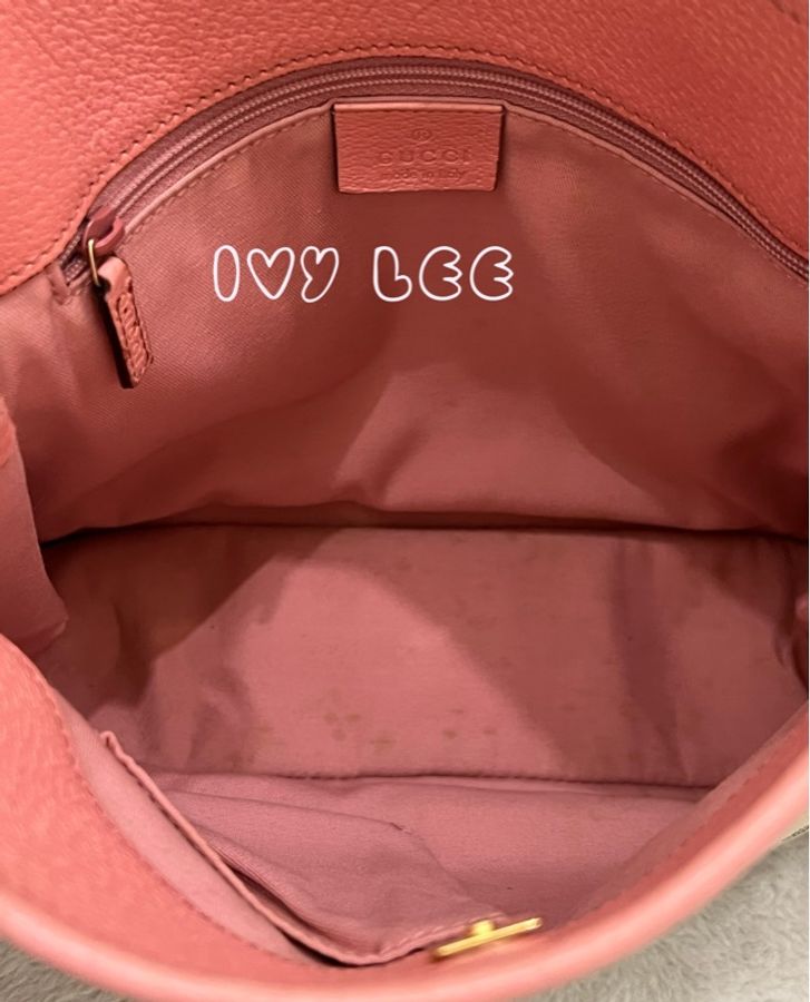 GUCCI GG 帆布單肩包 粉紅皮革 120841 側背包 二手精品-5