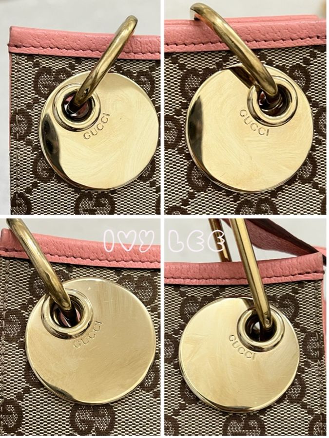 GUCCI GG 帆布單肩包 粉紅皮革 120841 側背包 二手精品-10