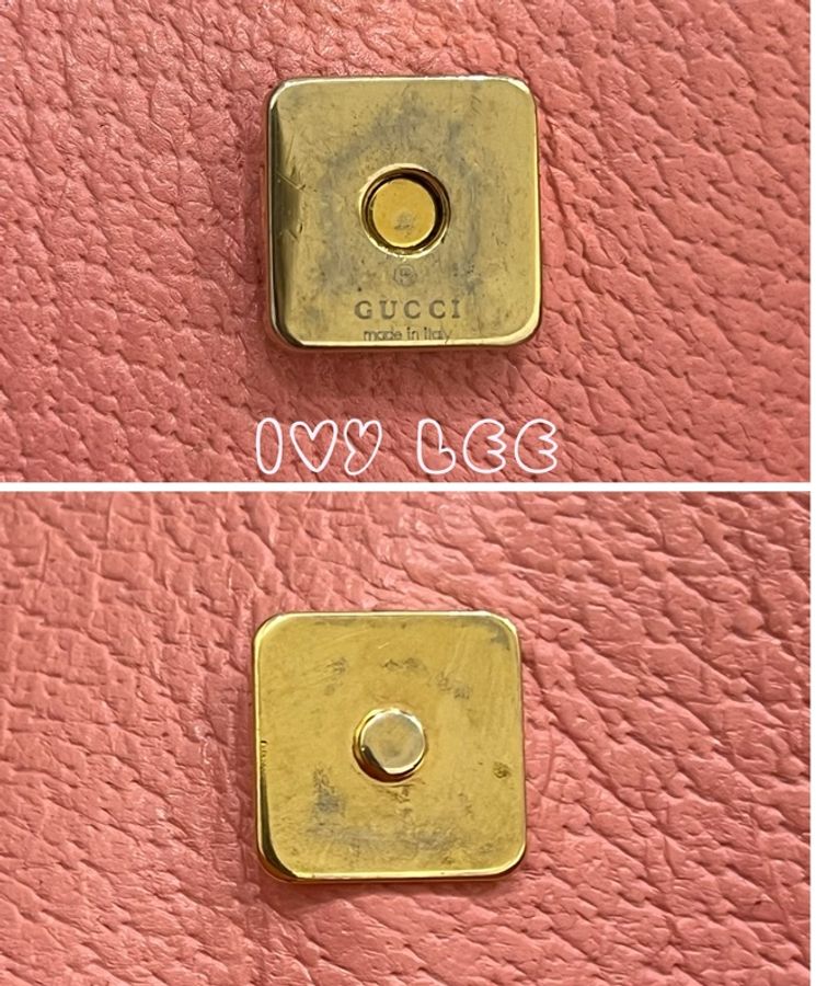 GUCCI GG 帆布單肩包 粉紅皮革 120841 側背包 二手精品-13