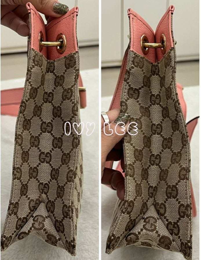 GUCCI GG 帆布單肩包 粉紅皮革 120841 側背包 二手精品-14