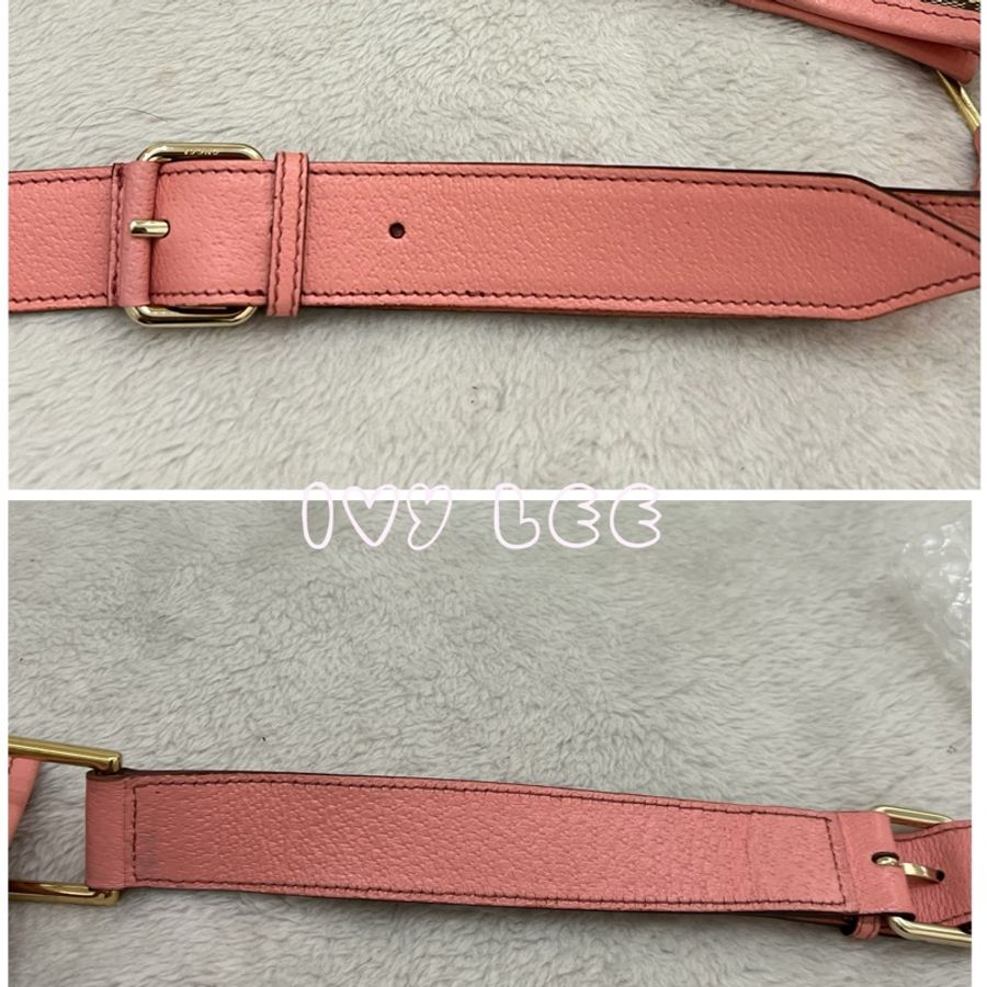 GUCCI GG 帆布單肩包 粉紅皮革 120841 側背包 二手精品-15