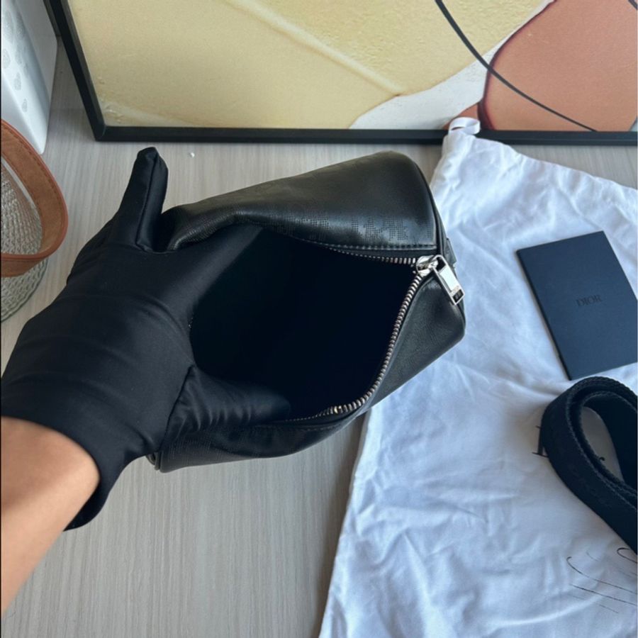 Dior 黑色牛皮Roller斜挎圓筒包-5