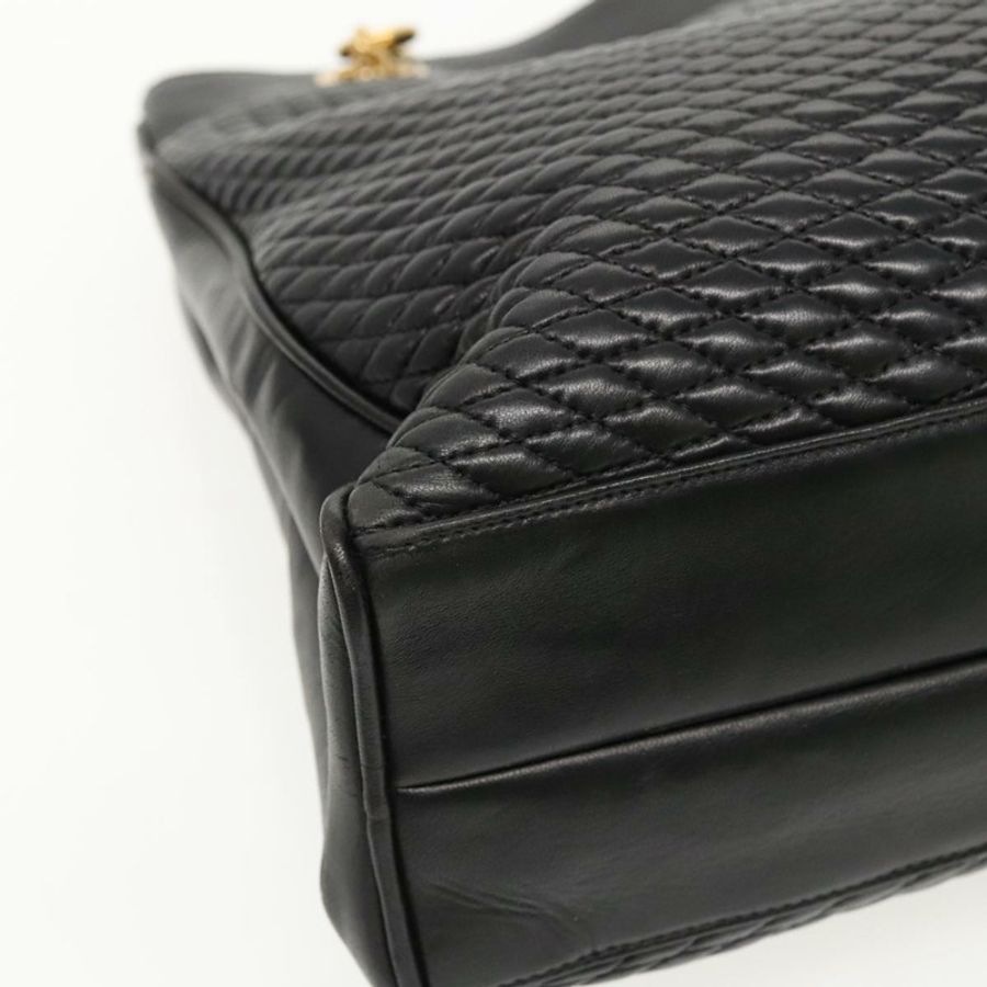 【日本直送】BALLY 鏈條單肩包 皮革 黑色 金色 Auth fm3969-13