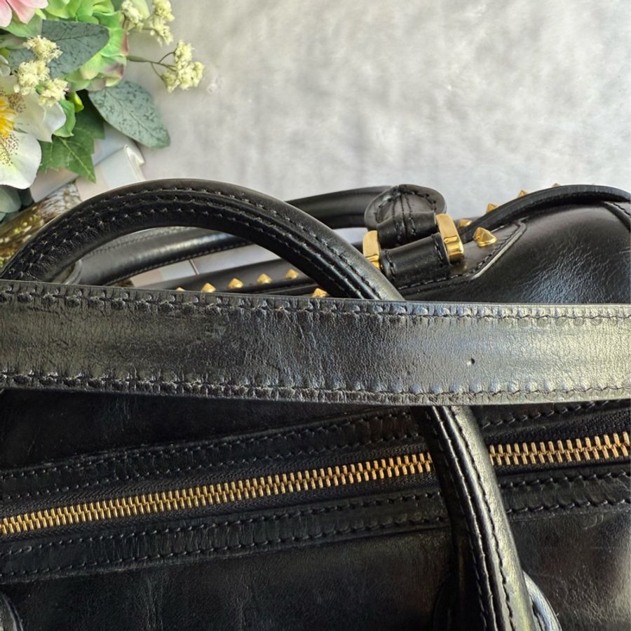 Burberry Alchester 鉚釘造型牛皮中款保齡球二用包(黑色)-22