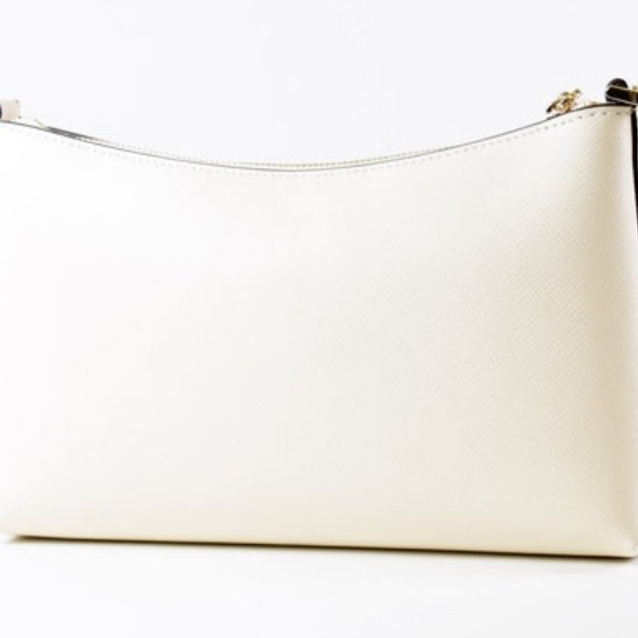 KS KATE SPADE 防刮十字紋拉鍊斜背包 米白 全新(年末限時特價1/1止)-1