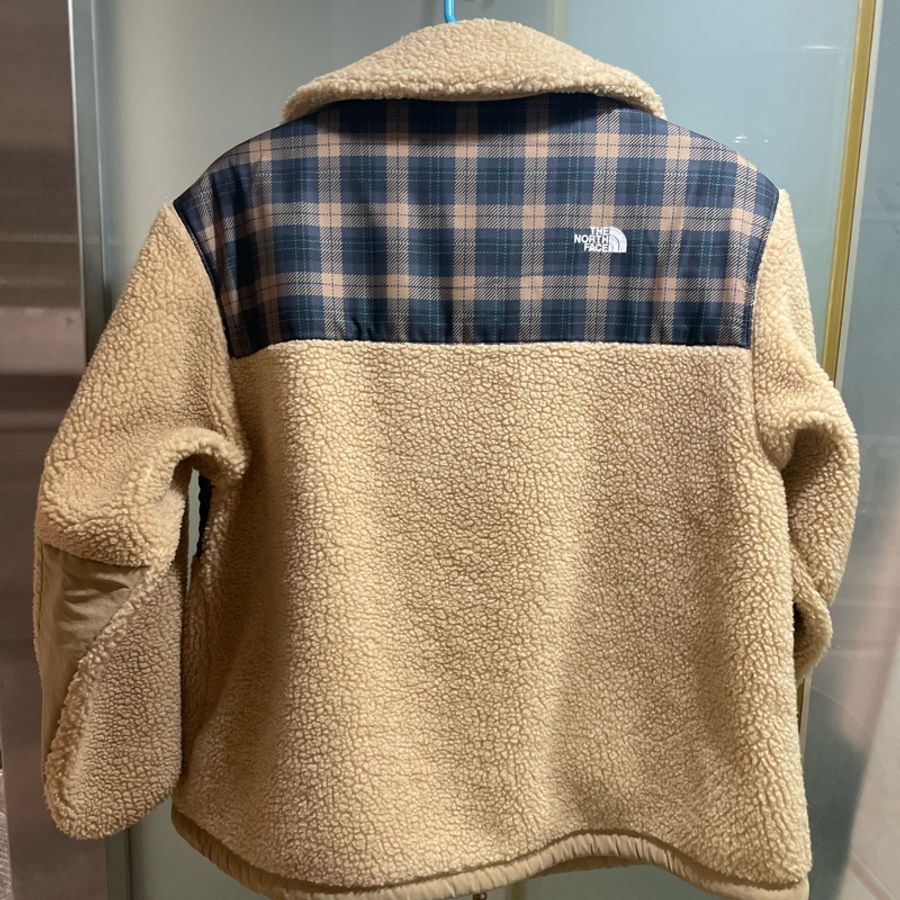 The North Face 北臉 仿羊毛觸感格紋拼接立領抓絨外套-6