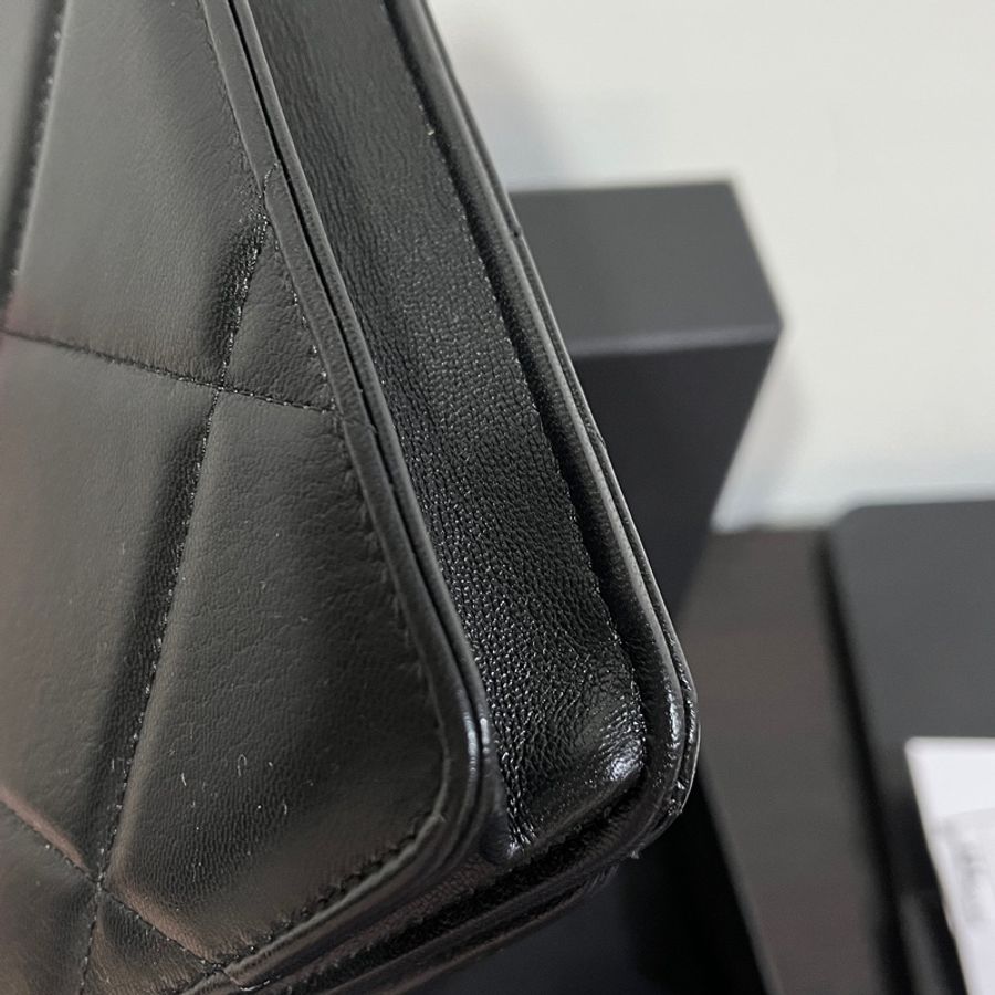 Chanel 19 woc 黑色金釦 極新-3