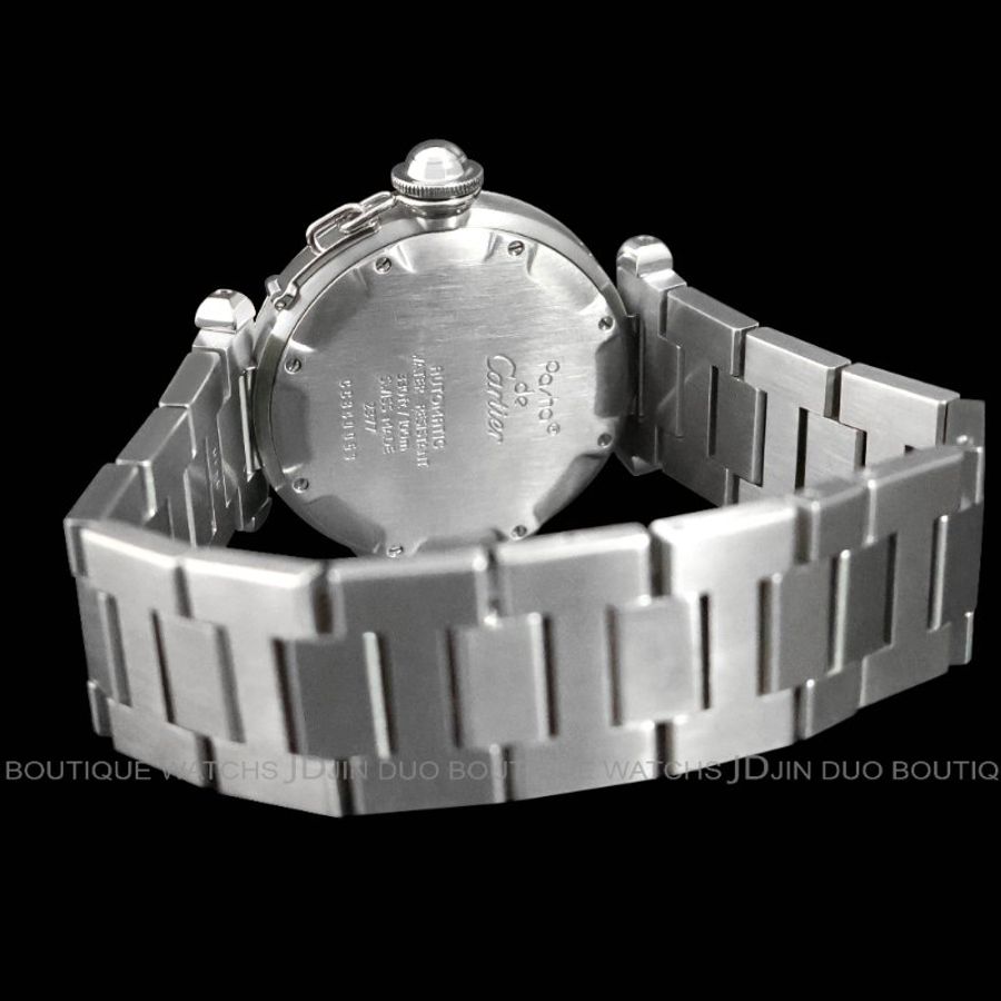 金鐸精品~2386 CARTIER 卡地亞 PASHA 銀白色面盤GMT二地時間中型款自動上鍊女用腕錶-2